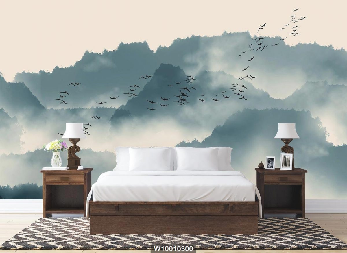 پوستر دیواری هنری منظره جنگل و پرنده W10010300 اتاق خواب