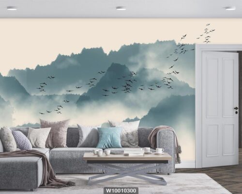 پوستر دیواری هنری منظره جنگل و پرنده W10010300 سالن پذیرایی