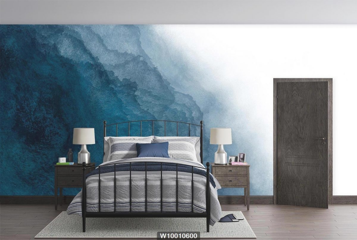 پوستر کاغذ دیواری هنری آبی سفید W10010600 اتاق خواب