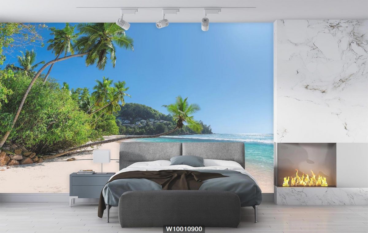 پوستر دیواری دریا و درختان ساحلی W10010900 اتاق خواب