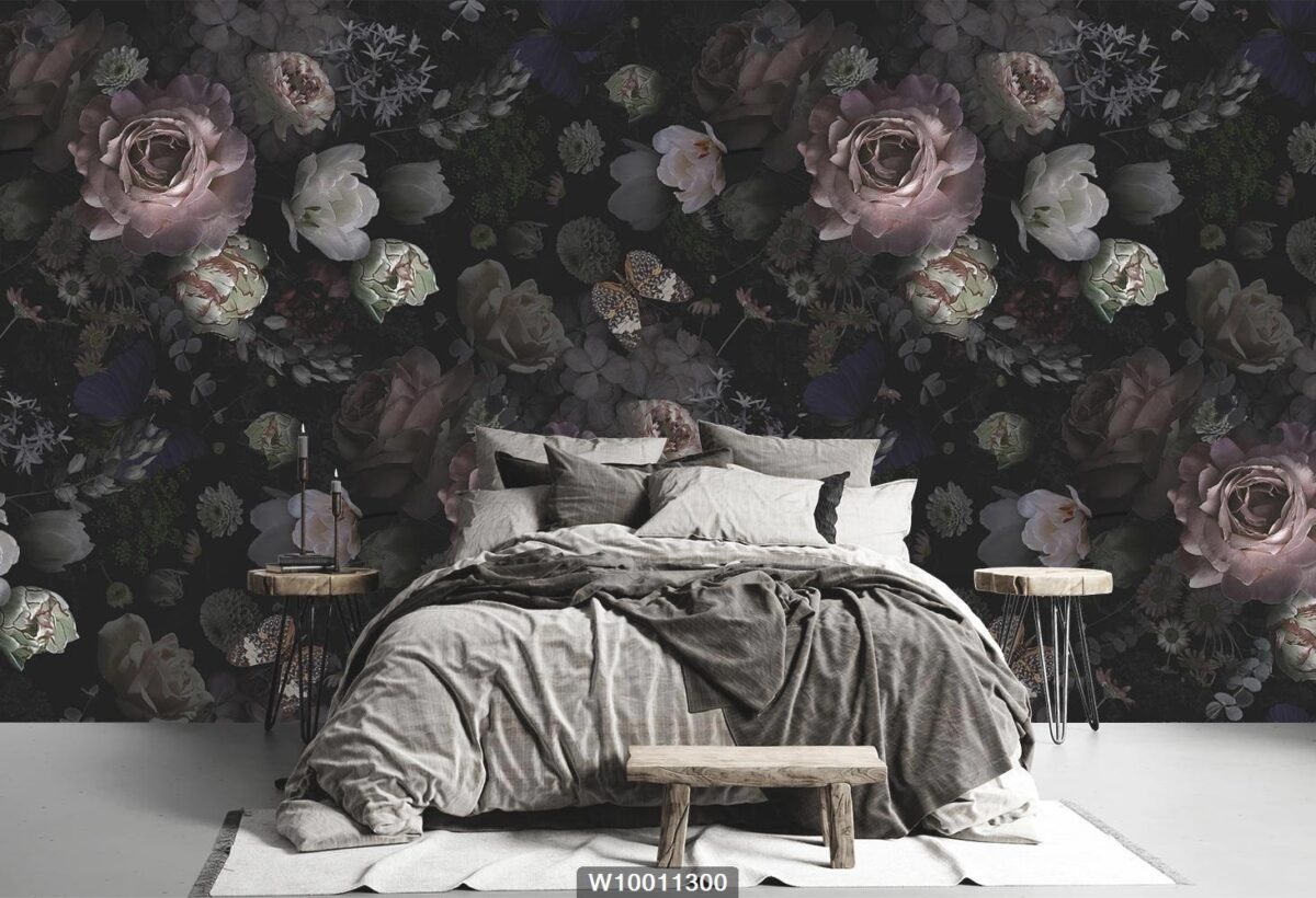 پوستر دیواری گل و پروانه W10011300 اتاق خواب