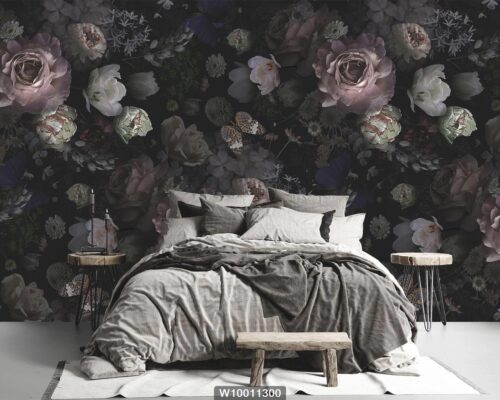 پوستر دیواری گل و پروانه W10011300 اتاق خواب
