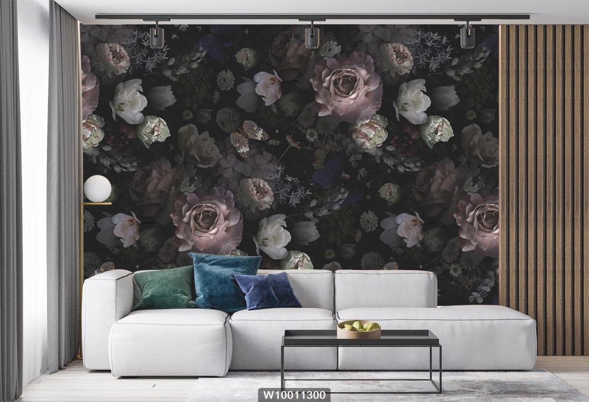 پوستر دیواری گل و پروانه W10011300 سالن پذیرایی