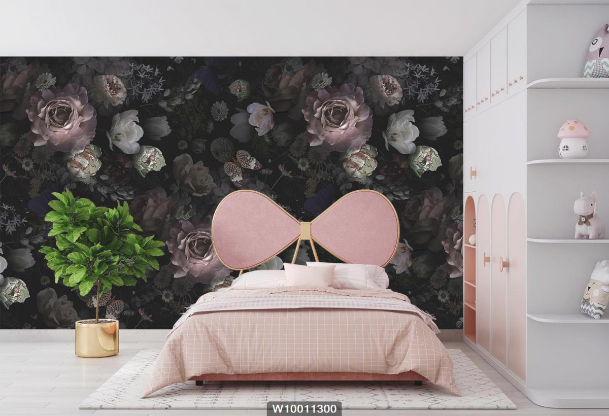 پوستر دیواری گل و پروانه W10011300 اتاق نوجوان دخترانه