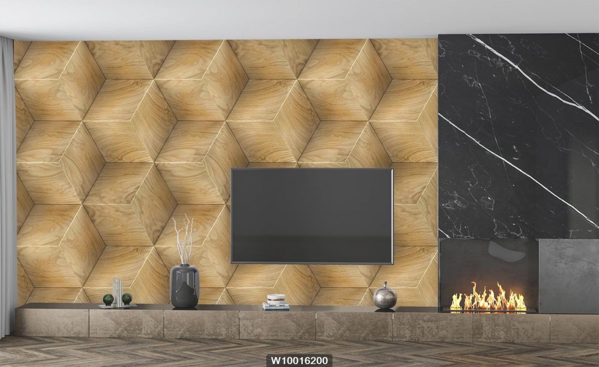 پوستر کاغذ دیواری سه بعدی پشت تلویزیون اشکال هندسی W10016200