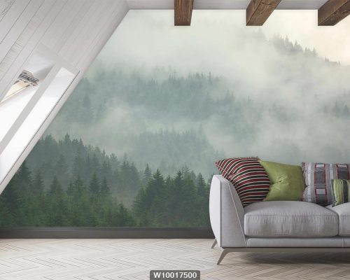پوستر دیواری طبیعت و جنگل مه آلود W10017500 اتاق خواب