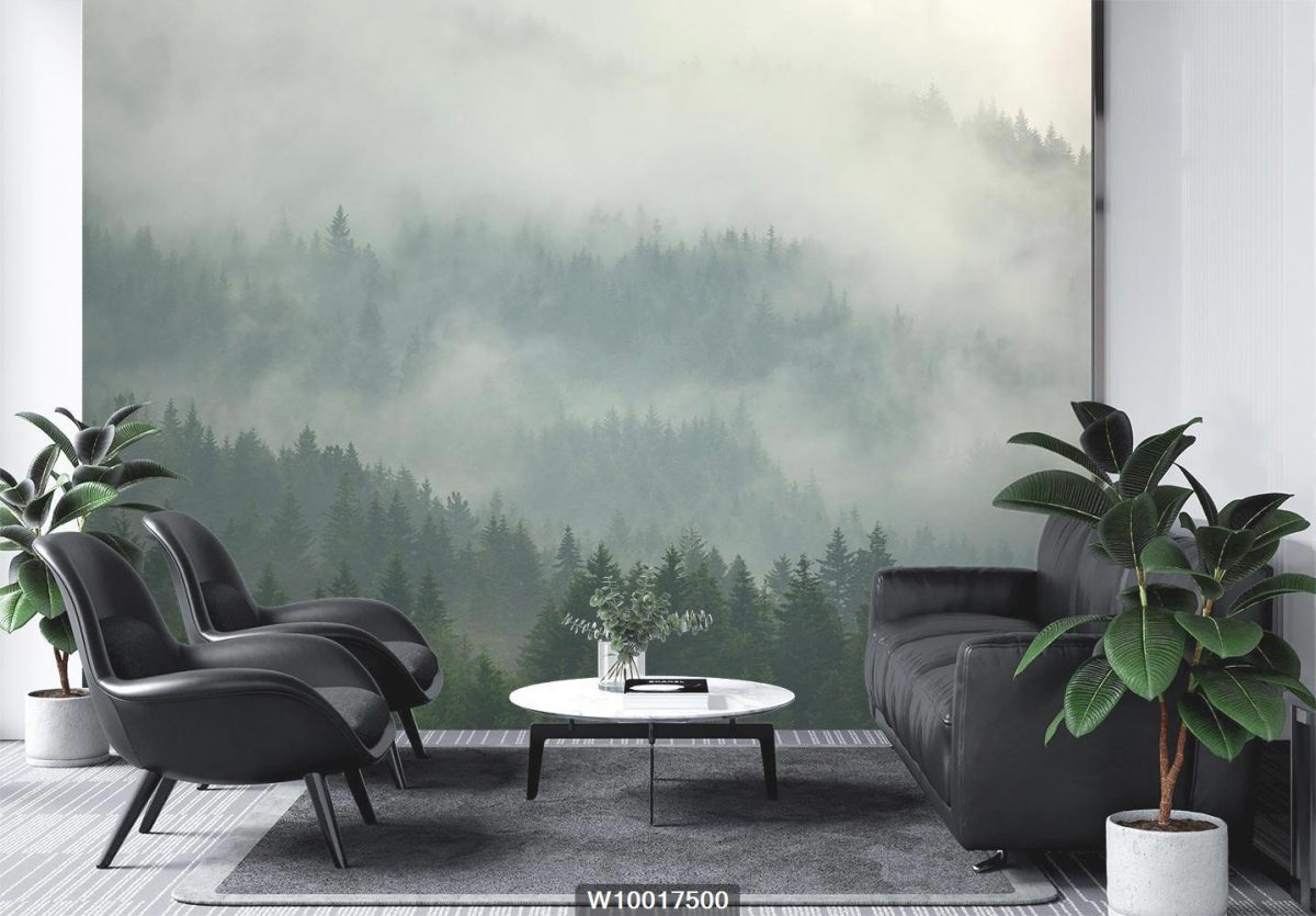 پوستر دیواری طبیعت و جنگل مه آلود W10017500 اداری